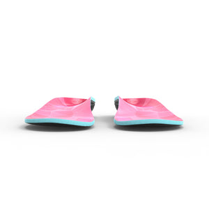 Embrace insoles in pink, a pair angled toward the camera