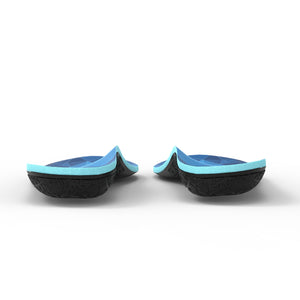 Embrace insoles seen from behind, showing the moulded heel cups