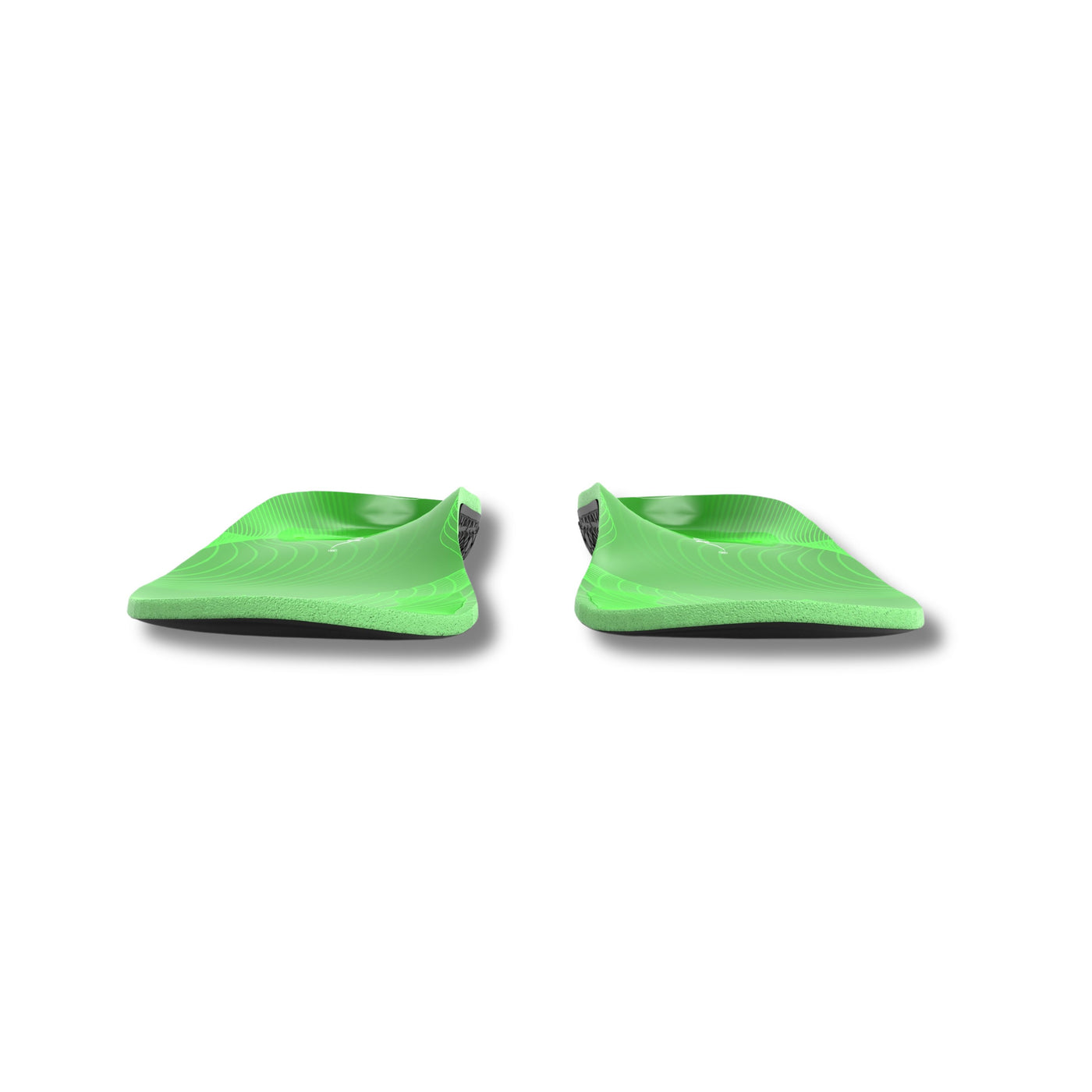 Bouncy insoles in green, a pair angled toward the camera
