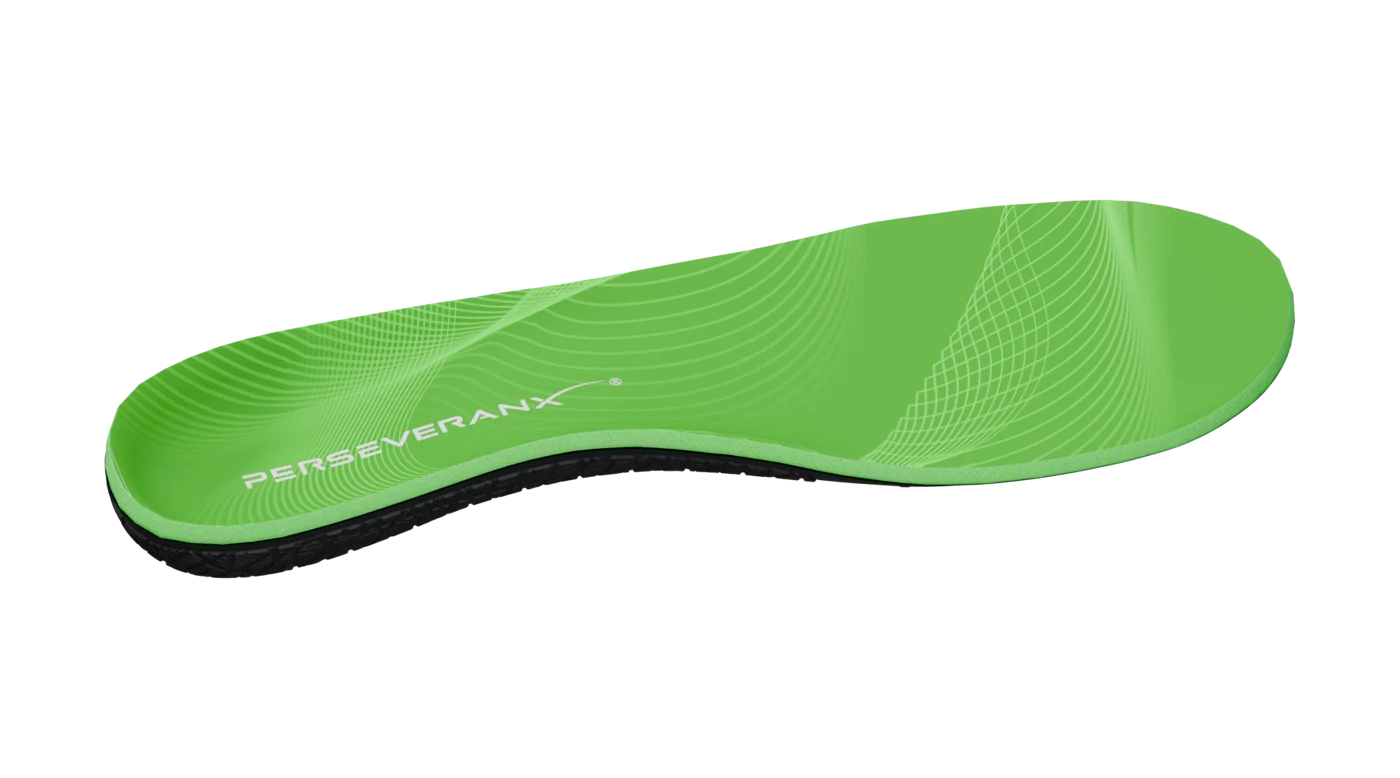 Green Bouncy insoles with responsive cushioning and a shaped support base