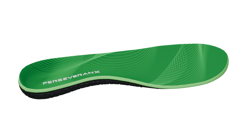 Green Bouncy insoles with responsive cushioning and a shaped support base