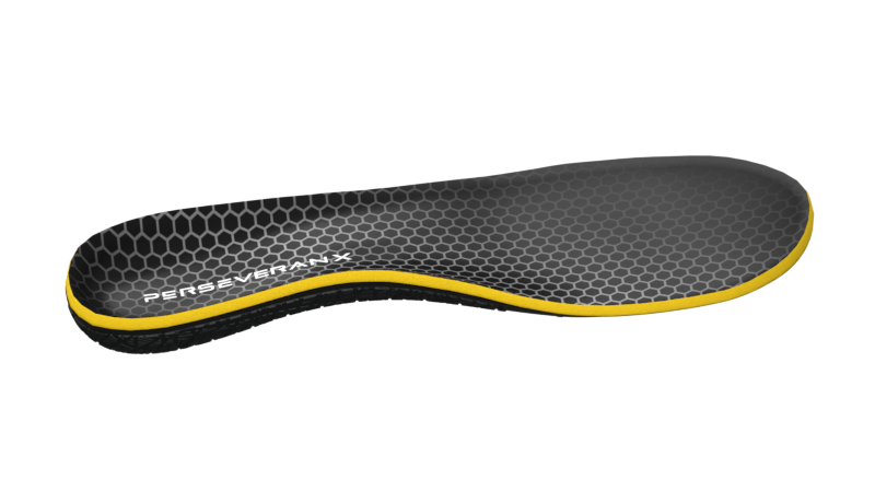 HoneyComb insole with yellow cushioning and a connected shaped support frame